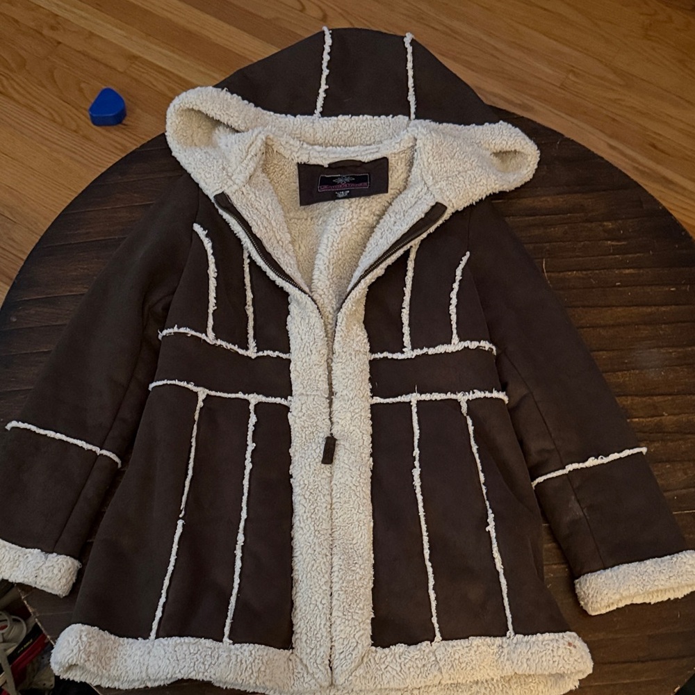 Kids Brown and Cream Hooded Jacket
